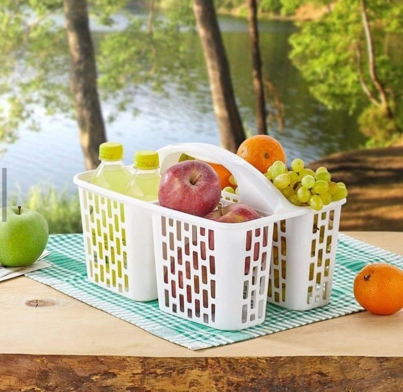 ORGANiZERS Organizer With Handle-Plastic Shower Caddy Basket With Compartments, Portable Divided Cleaning Supply Storage Organizer, Refrigerator Organizer - Image 4